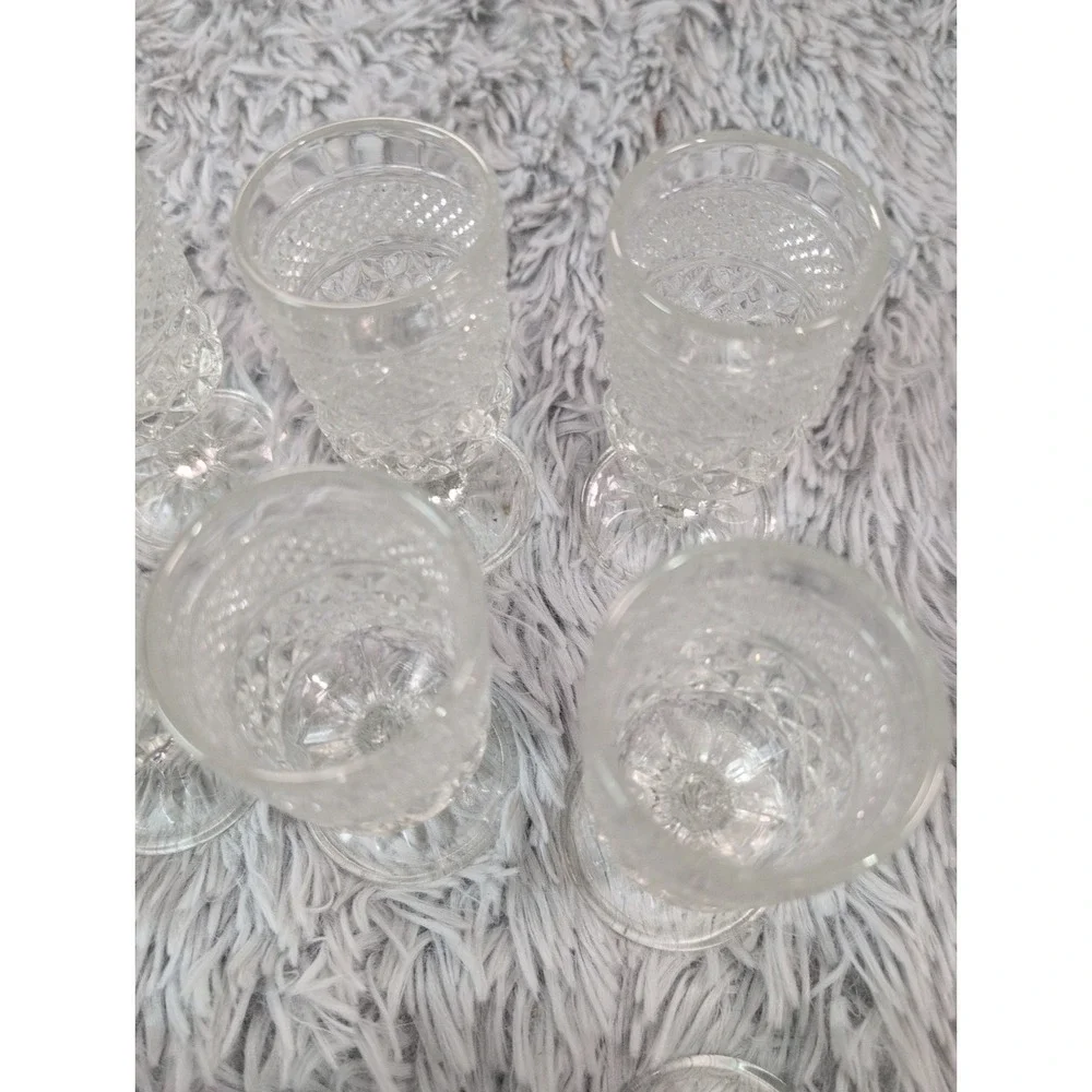 VTG Wexford Anchor Hocking Diamond Point Claret Goblet Wine Glasses Lot Of 11
